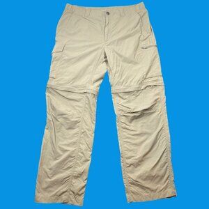 Columbia Mens Omni-Shade Convertible Cargo Pants 36W x 30L Beige Nylon Quick-Dry